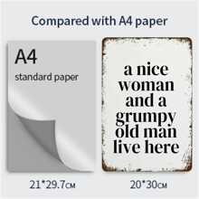 1 Pezzo Targa Decorativa Metallica Senza Cornice 'a Nice Woman', Adatta Per Il Soggiorno, 11,81 * 7,87 Pollici - Bianco e nero - Visualizzare 8