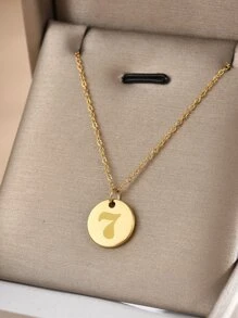 不锈钢 18k 镀金镜面圆形心形吊坠项链，银色，长度 450mm+50mm，不褪色，情人节、妈妈、母亲、母亲节、礼物 - 銀色 - 查看 6