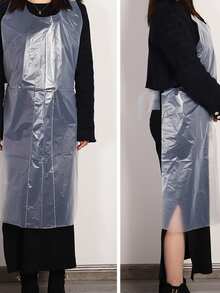 10入組一次性pe塑料圍裙,防水防油,適用於廚房、繪畫等場合 - 無色 - 查看 6