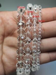 5 Strands Clear Colour Crystal Glass Faceted Beads For Bracelet/Anklet/Necklace Jewelry Making/Xmas Tree Decoration/Holiday Decoration/Wedding Decoration/Window Decoration - Clear - View 3