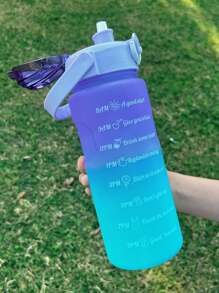 Plastic Gradient Color Sports Water Bottle With Straw, Handle & Pop-up Lid - Purple - View 3