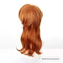 動漫角色扮演假髮50cm/20inch卷曲頭髮萬聖節頭飾合成纖維假髮化妝舞會配件扮演道具耐高溫絲熱風扇道具