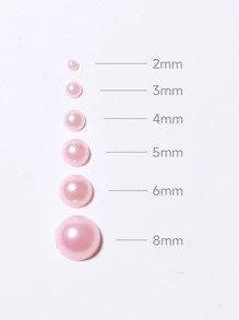 200 件/包粉色平底珍珠混合尺寸美甲装饰 DIY 指甲饰 指甲宝石 美甲用品 指甲 - 粉色 - 查看 3