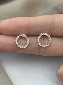 BALMORA 一對925純銀簡約閃亮金耳環，女生豪華時尚耳環，派對珠寶禮物