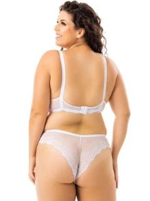 Plus Size Bra & Panty Sets - White - View 2