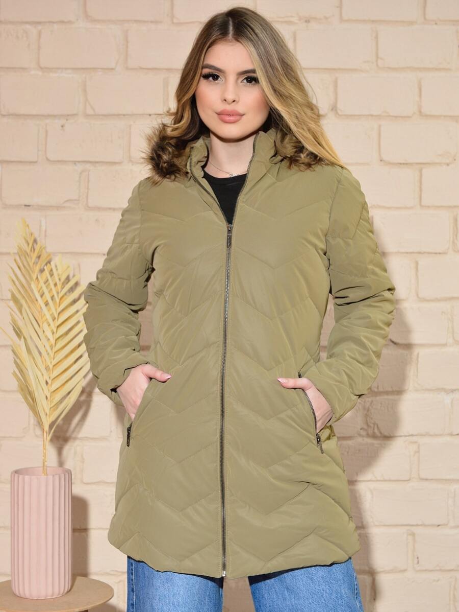Women Winter Coats - màu xanh lá - Xem 1