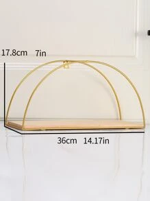 1pc Metal Fan-shaped Wall Mounted Storage Rack For Living Room Decor, Light Luxury Style - Gold - View 5
