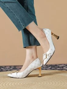 Women's High Heel Pointed Toe Stiletto Shoes - White - View 2