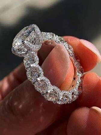 1 pieza Anillo nupcial, diseño simple con lenguaje de flores y decoración de piedras de imitación de cobre para mujeres de la realeza