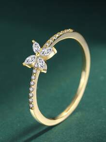 時尚s925鍍白金蝴蝶戒指,適合女性在派對、宴會、約會中佩戴,也可以作為節日禮物送給他人 - 黃色 - 查看 2