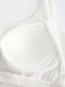 A Young Girl's Solid Color Neck Hanging Strap Tank Top With A Chest Pad And Neck Hanging Strap, Suitable For Women With Small Breasts In Summer. It Is A Slim And Versatile Design With A Beautiful Back That Can Be Worn Externally - White - View 8