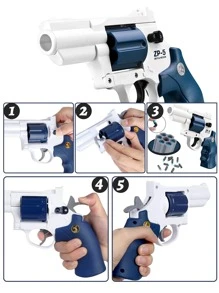 Blue Soft Bullet Toy Gun Revolver - Blue - View 4