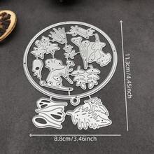 allinwiner 圓形花圈掛牌金屬切割模具,diy手工剪影相簿紙卡裝飾工藝壓花模切 - 杏色 - 查看 4