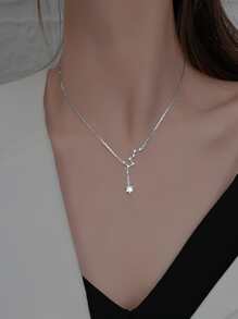 1 件七星吊墜女式項鍊,簡約優雅純銀鍊 - 銀色 - 查看 9