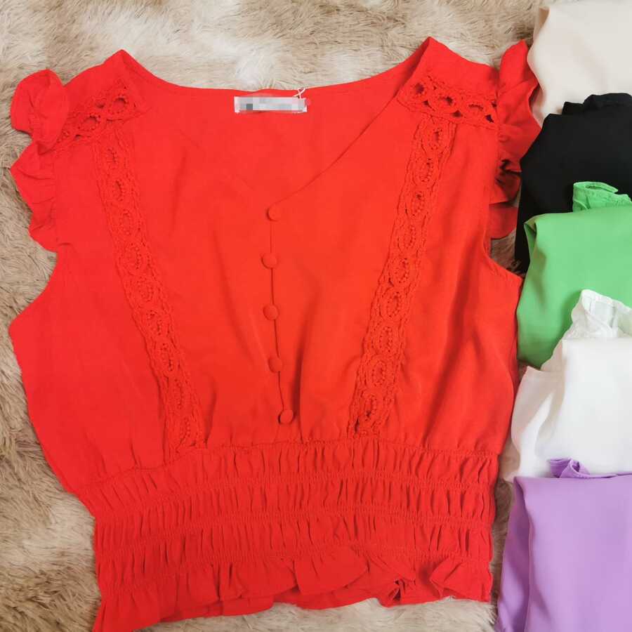 Women Tops - 紅色 - 查看 1