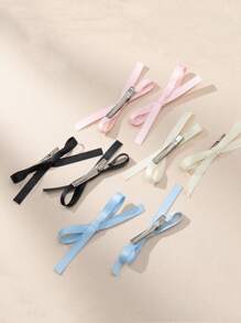 Bộ 6 kẹp tóc nơ, kẹp tóc mái kiểu Hàn Quốc, kẹp tóc vải voan ballet, thích hợp sử dụng hàng ngày - màu đen - Xem 8