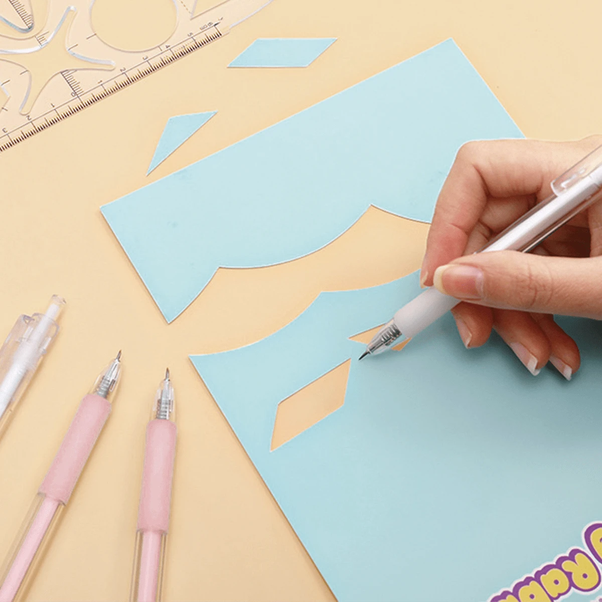 2入組白色+粉色的工藝切割工具紙筆,切片機刀創意可伸縮愛好刀刀片藝術工裝精密剪紙雕刻工具帶口袋夾適用於DIY繪畫剪貼簿 - 白色+粉紅色 - 查看 1