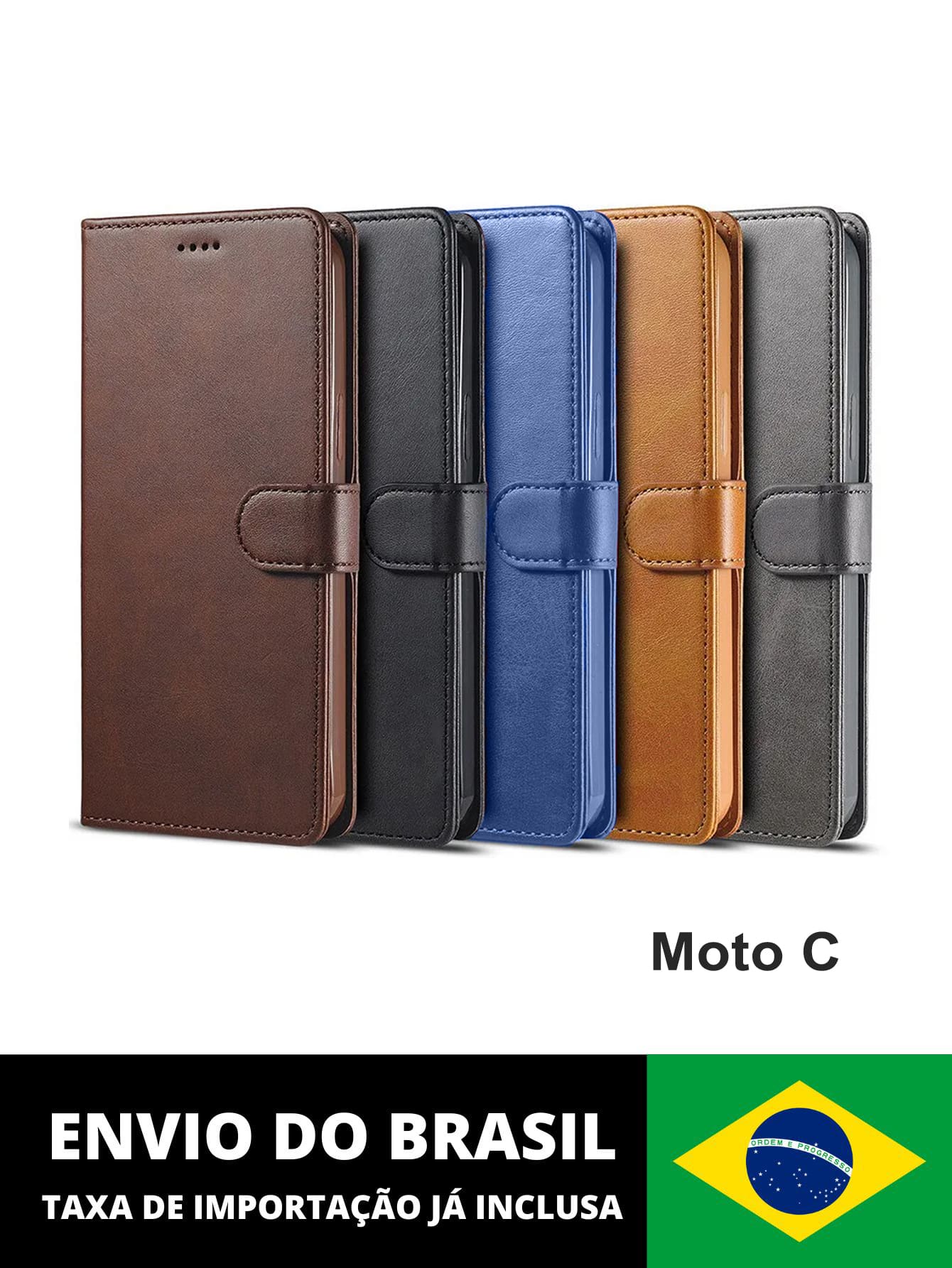 Capa Carteira Compatível com Moto C - Envio Aleatório de Cores Masculinas - Multicolorido - Visão 1