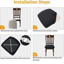 Fuloon Waterproof Dining Chair Covers Set of 4, Stretch Jacquard Chair Seat Covers Washable Dining Room Chair Cover Seat Slipcover Removable Kitchen Chair Covers Protector  Waterproof - màu đen - Xem 5
