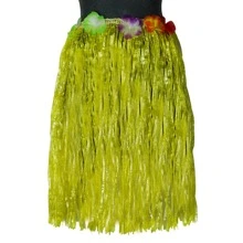 Falda de Rafia hawaiana larga con flores - Amarillo - Ver 1