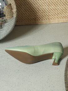 Ladies' Pointed Toe Stiletto Heels, Pumps - Mint Green - View 4