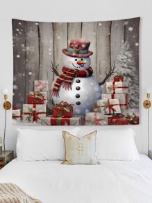 1pc Snowman & Animal Pattern Printed Wall Hanging Tapestry For Decoration, Flag For Room, Room Decor, Tapestry, Wall Art ,Room Stuffs, Flags For Room