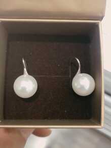 1pair New Design S925 Silver Clam Faux Pearl Earrings - White - View 5