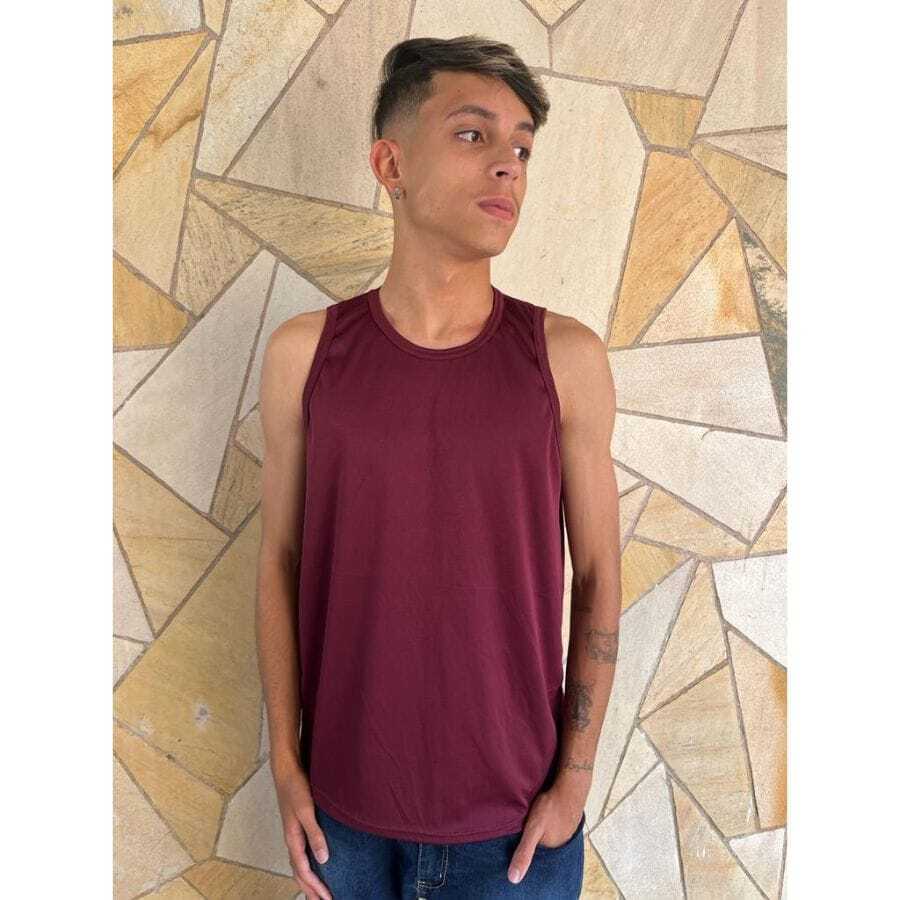 Men Sports Tees & Tanks - 酒紅色 - 查看 1