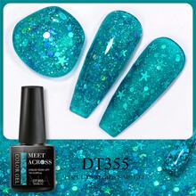 MEET ACROSS 7ml Y2K Aesthetic Glitter Nail Polish, Green Semi-Permanent Nail Polish, Removable UV LED Gel, Suitable For Manicure Art, Nail Design, Decoration, Gift, Party, Holiday - 綠色 - 查看 2