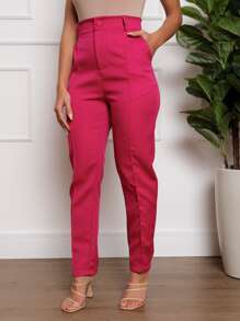 Women Pants - 玫紅色 - 查看 1