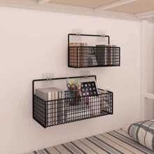 1pc Wall Mounted Storage Basket Without Drilling For Bathroom, Kitchen, Dormitory - Black - View 1