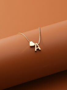 1 件時尚心形字母吊墜項鍊,可愛的儀式禮物