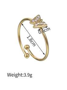1pc Fashionable Stainless Steel Butterfly Shaped Ring With Rhinestone Detail, Daily Wear For Women - Yellow Gold - View 5