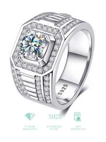 ESBERRY 1入組閃爍石墨烯鑽石男士婚戒s925純銀訂婚戒指永恆戒指周年紀念禮物奢華珠寶禮物新娘珠寶