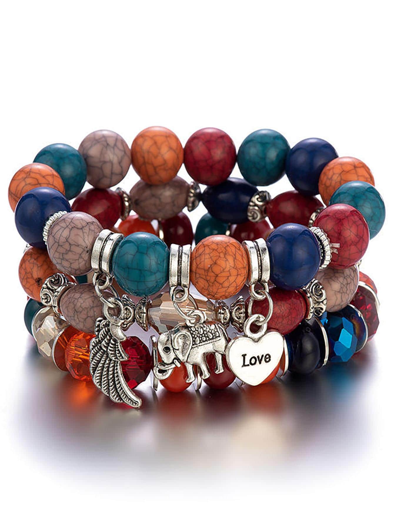 Bohemian Style Multi-layer Beaded Bracelet, Elastic Stretch - Colorful - View 1