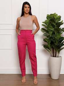 Women Pants - 玫紅色 - 查看 5
