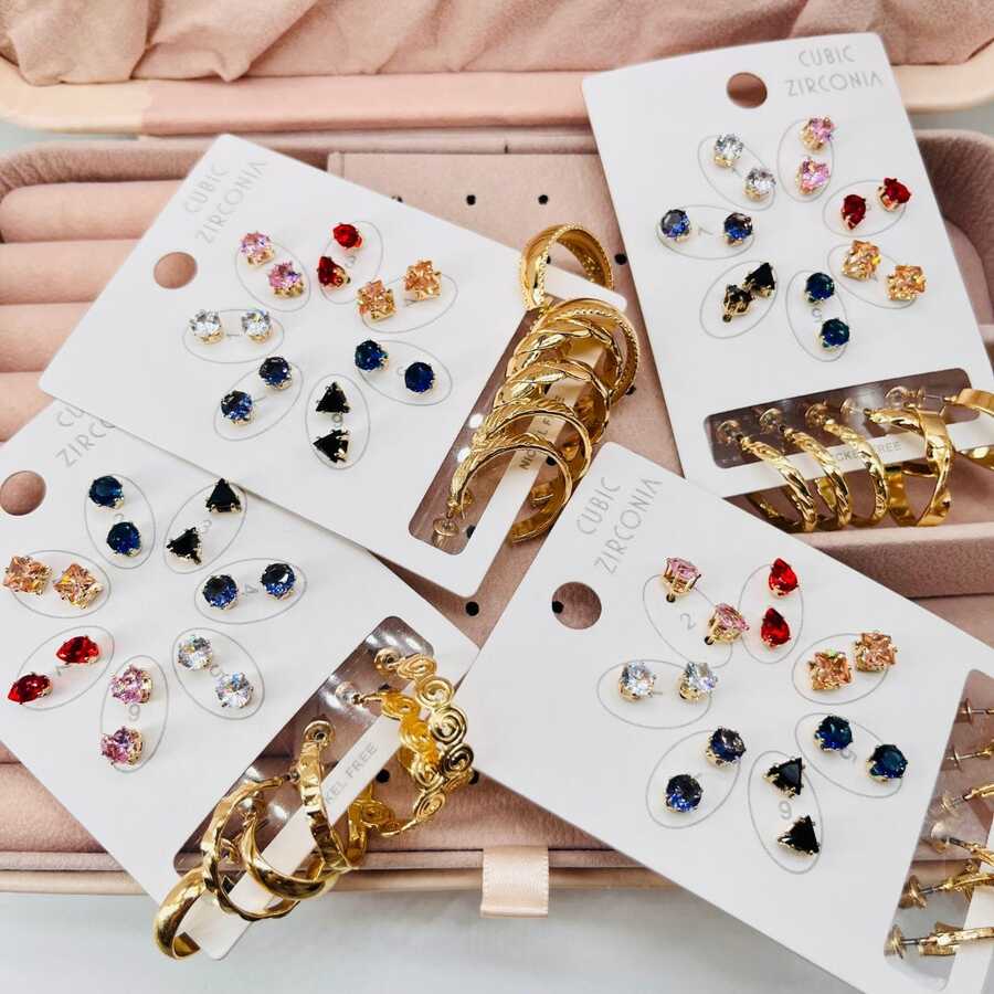 Conjunto de pendientes de moda set completo aretes - Hojas - Ver 1