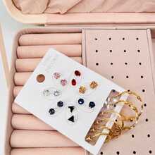 Conjunto de pendientes de moda set completo aretes - Hojas - Ver 3