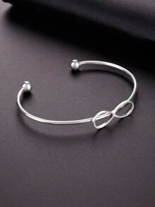 1入組女士時髦不銹鋼打結手鐲帶選項無窮標誌,五角星,月亮和開放式手鐲手鍊 - 銀色 - 查看 2