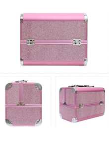 Neceser-Cosmetiquera Maletín Para Maquillaje Reforzada Para Viaje - Plateado - Ver 3