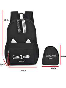 School Backpack With Minimalist Bag Cute Cat Backpack Kitten Backpack Meow Meow - Pink - View 2