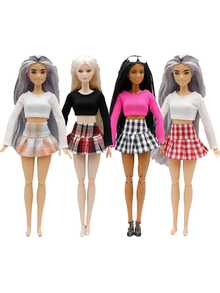 1入組玩偶迷你半身裙,玩具衣服,適合30CM玩偶&1/6bjd - 黑與白 - 查看 2