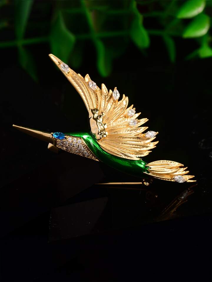 1pc Enamel Hummingbird Shaped Brooch For Women Delicate Lapel Pin