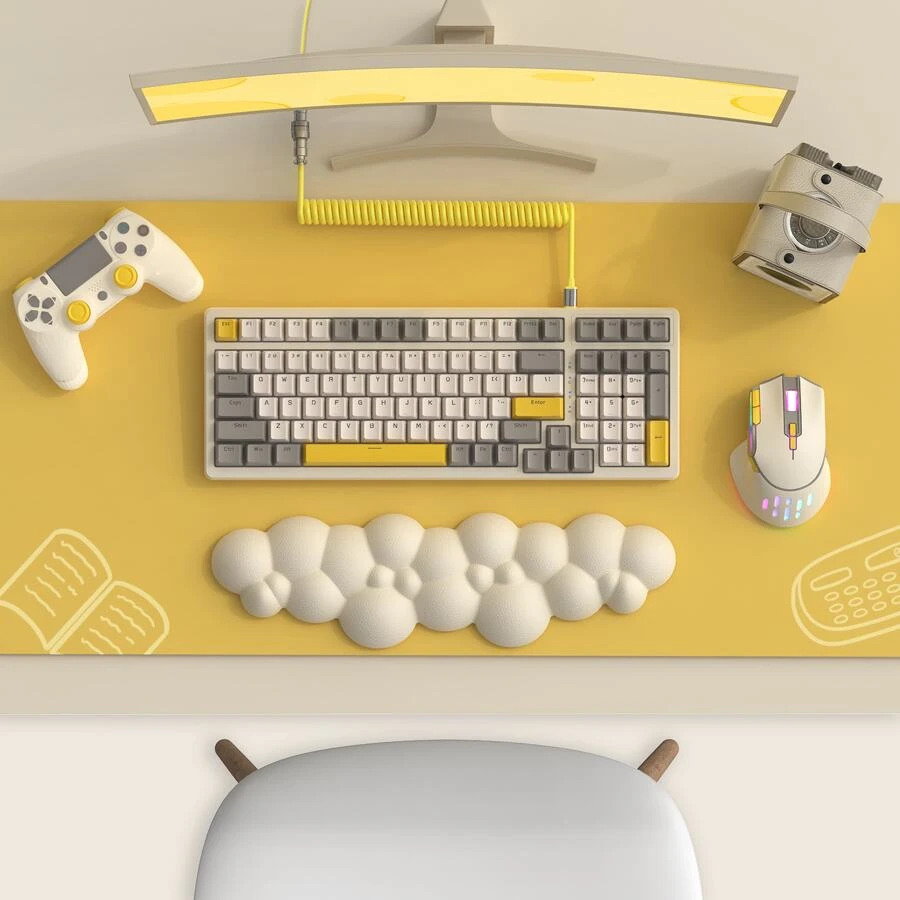 K3MAX Wired Gaming Keyboard, Apex Pro TKL Mechanical Keyboard 75% with 18 RGB LED Backlit, Compact Retro Keyboard Hot Swappable 100 Keys, Anti-ghosting MX Linear Red Switch, for Win/Mac - Yellow - View 1