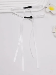 2 件/套女士纯色面料蝴蝶结发夹，优雅丝带鳄鱼发夹适合日常佩戴可爱