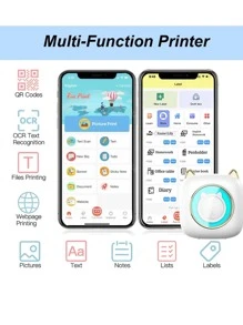 Portable Mini Thermal Printer With 1 Roll Paper, Compatible With Android & Ios, Inkless, Support Printing Of Photos, Lists, Memos, Qr Codes, Notes - Blue - View 6