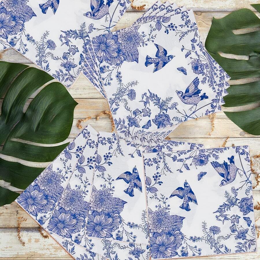 20pcs Blue And White Nian Nian You Yu Theme Party Napkins - party napkins - View 1