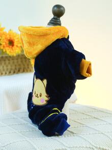 1 件狗貓寵物衣服,柔軟舒適,可愛藍色,帶兜帽 - 藍色 - 查看 5