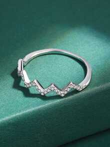 Simple Fashionable S925 Silver Z-shape Ekg And Lightning Bolt Design Ring For Women - Silver - View 2