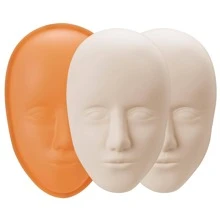 2pcs/Set 5D Face Tattoo Training Head, Silicone Practice Skin, Permanent Makeup Lip & Eyebrow Tattoo Skin Model, Face & Head Tattoo Accessories, Suitable For Makeup Beginners And Artists - Apricot - View 2